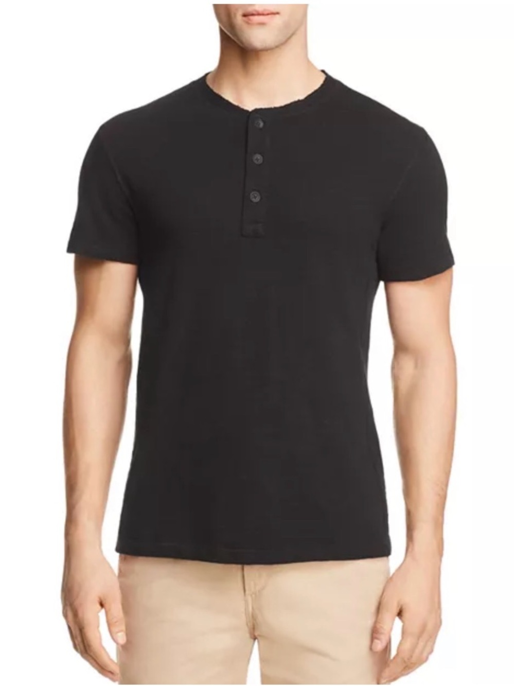 rag & bone Black Short-Sleeve Henley Tee